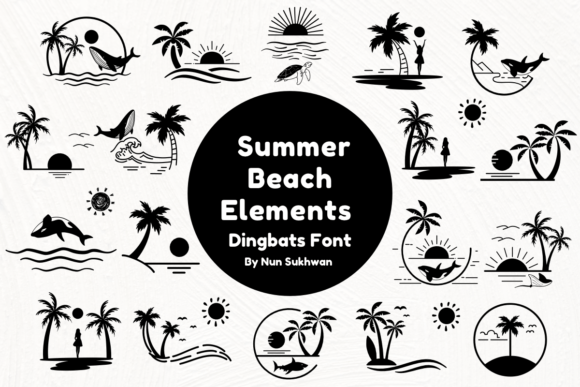 Summer Beach Elements: A Sketch-Style Font for Creative Projects